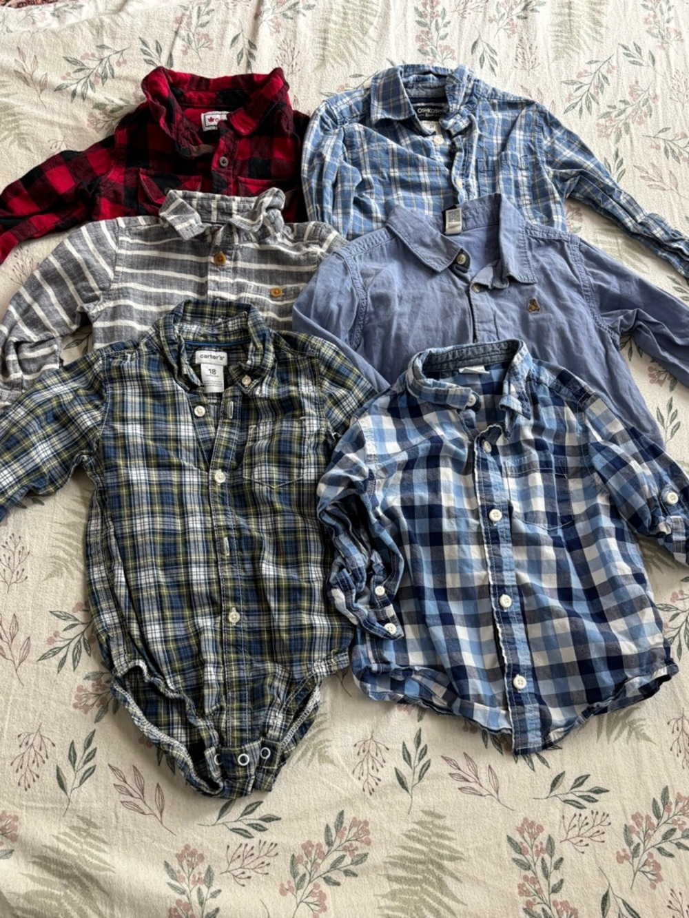 Kids Multi-Plaid Button Down Shirt Lot - Blue, Red, Gray